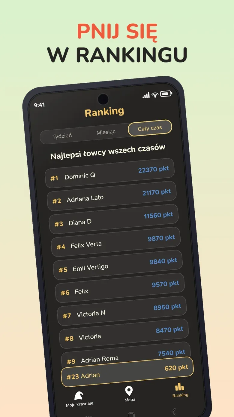 Ekran aplikacji: Wspinaj się w rankingu